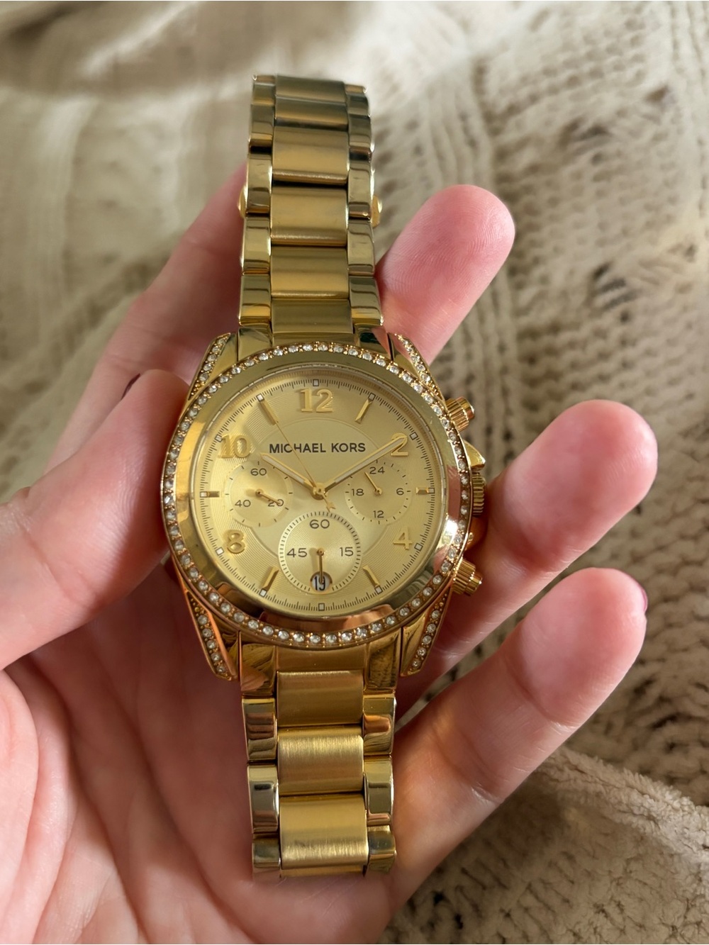 Michael Kors Gold Crystal-Trim Women's Chronograph Watch